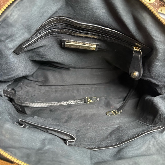 Anne Fontaine Parisa Black Leather Embossed Floral Dome Satchel Bag - Picture 6 of 12